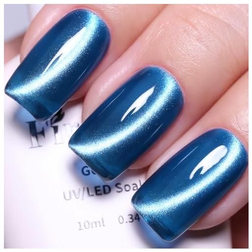 Glossy Deep Blue Cat-Eye Detail Glossy Deep Blue Cat-Eye Detail — Navy Blue Nails