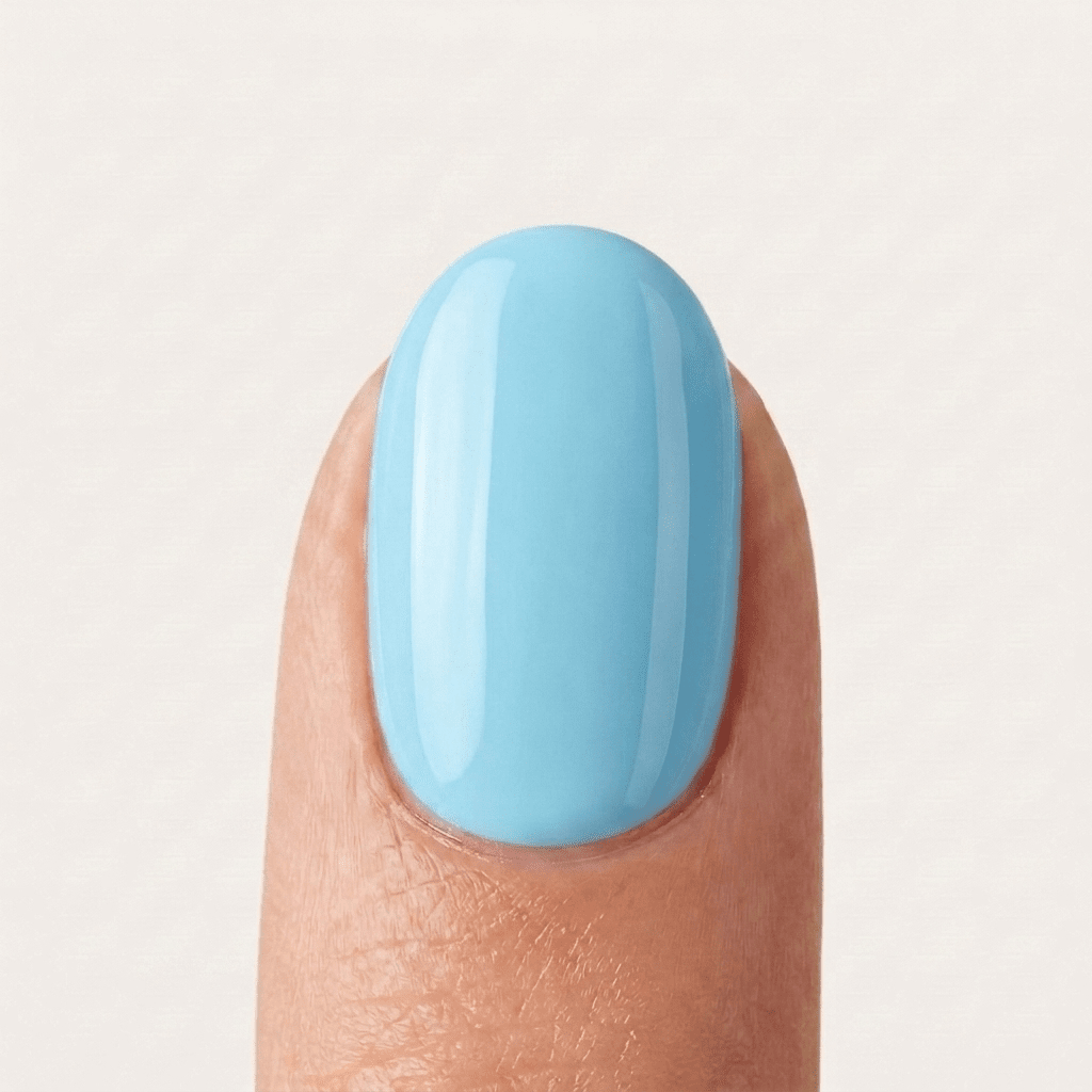 Glossy Light Blue Short Oval Nails Glossy Light Blue Short Oval Nails — Icy Blue Nails