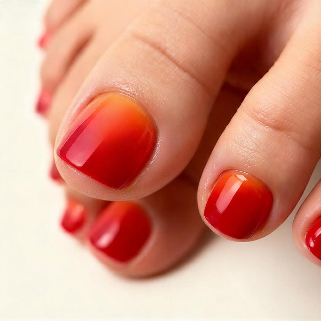 Fiery Red to Orange Ombre Fiery Red to Orange Ombre — Winter Toe Nails