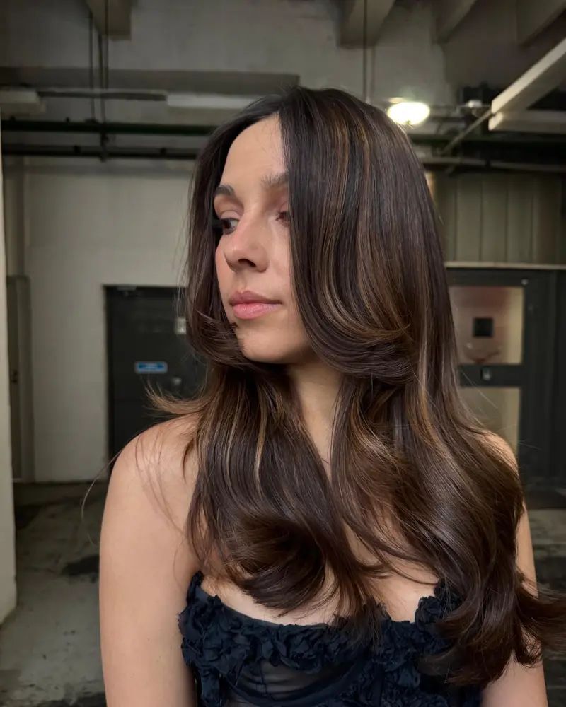 Mid-Back Length Layers With Curtain Bangs Mid-Back Length Layers With Curtain Bangs — Winter Haircuts for Thick Hair