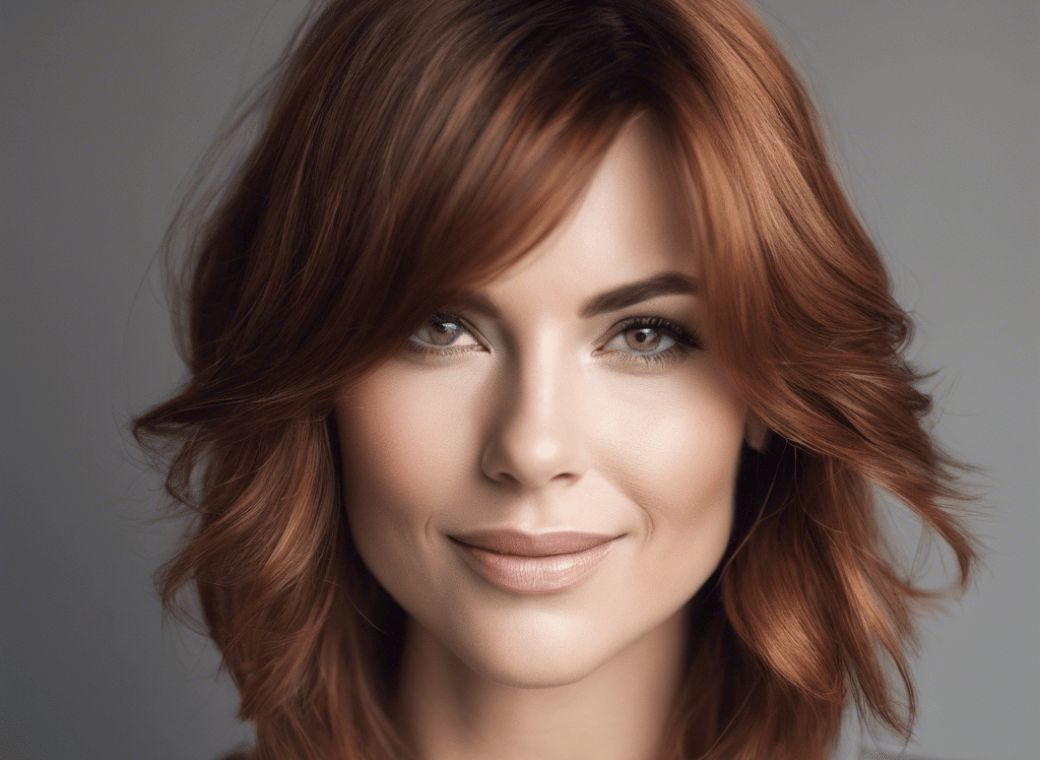 Copper Red Collarbone Lob With Side Bangs — Winter Haircuts for Square Faces