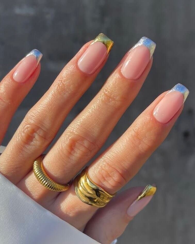 Metallic Visual Idea Metallic Visual Idea — New Years French Tip Nails 2027