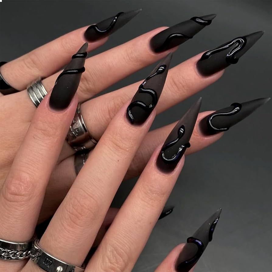 Black Visual Idea Black Visual Idea — Long Winter Nails