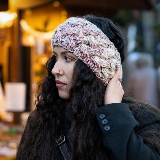 Wavy Hair with Multicolored Braided Headband — Winter Hairstyles with Headband