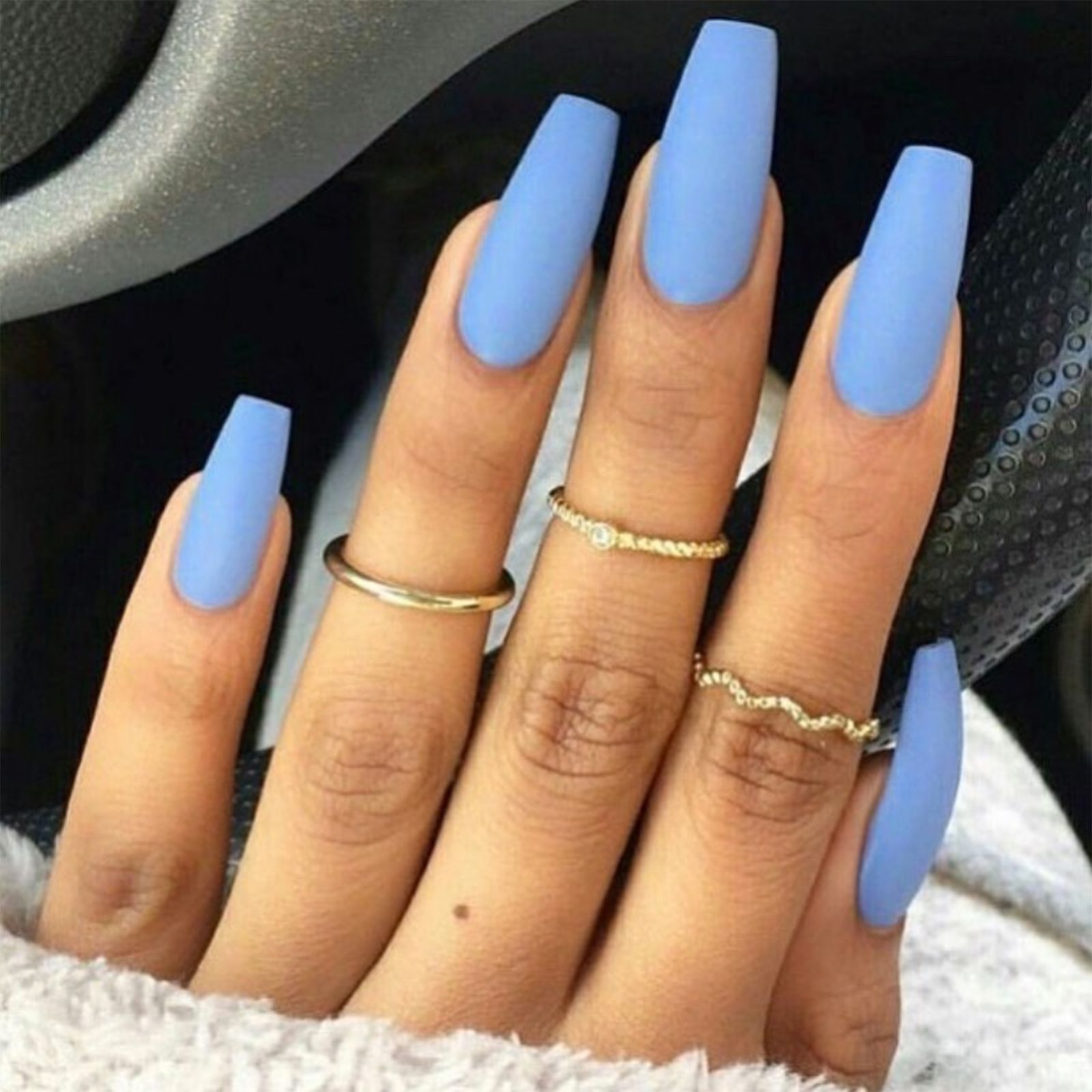 Matte Visual Idea — Long Winter Coffin Nails