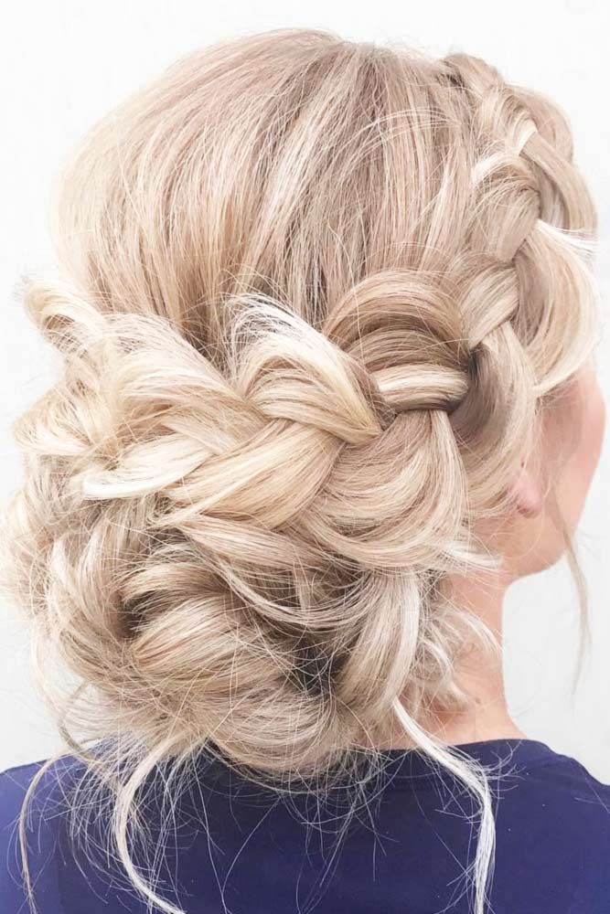 Platinum Blonde Updo With Voluminous Braids — Winter Bun Hairstyles
