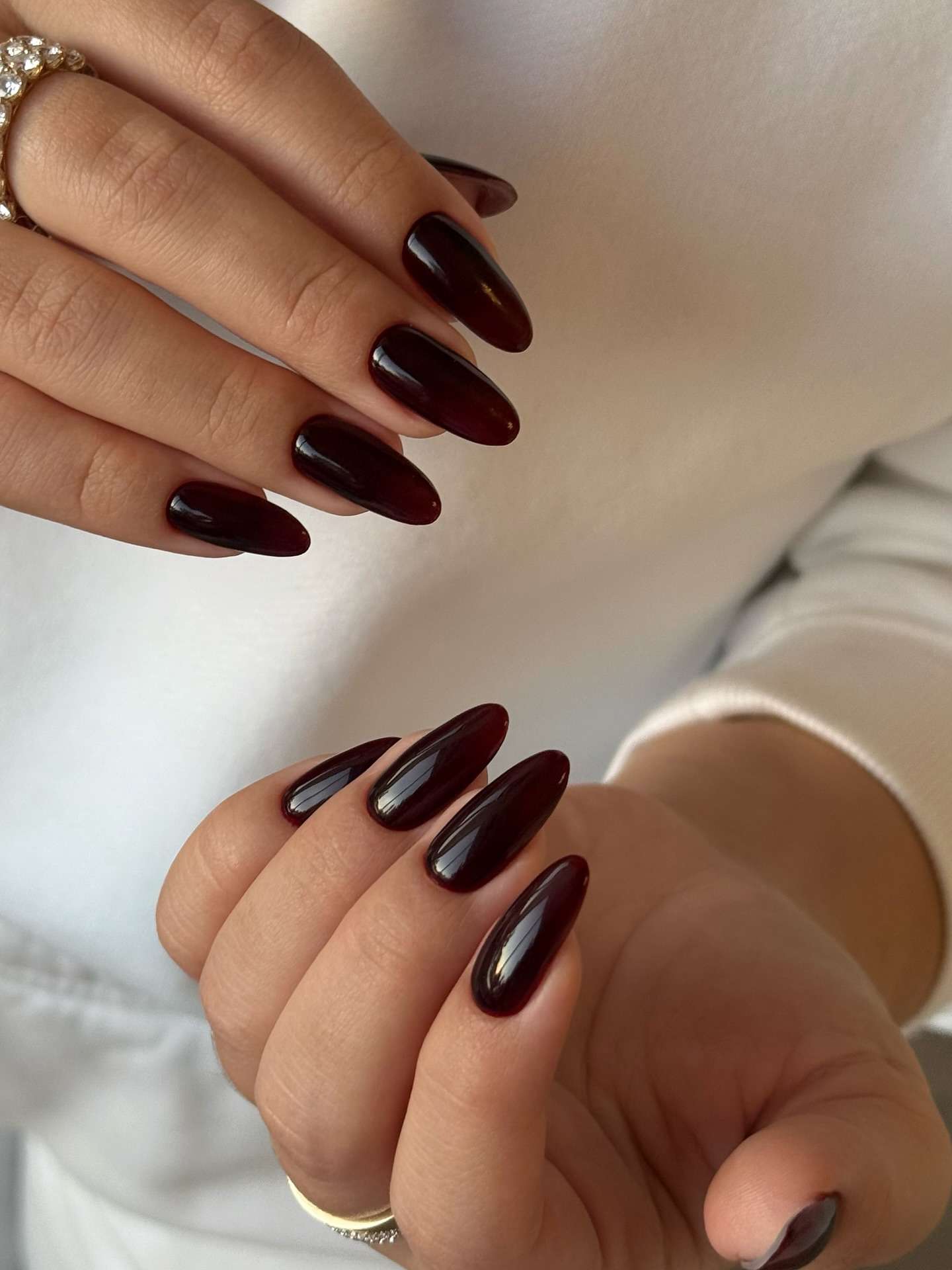 Deep Brown Red Undertone Nails Deep Brown Red Undertone Nails — Winter Work Nails