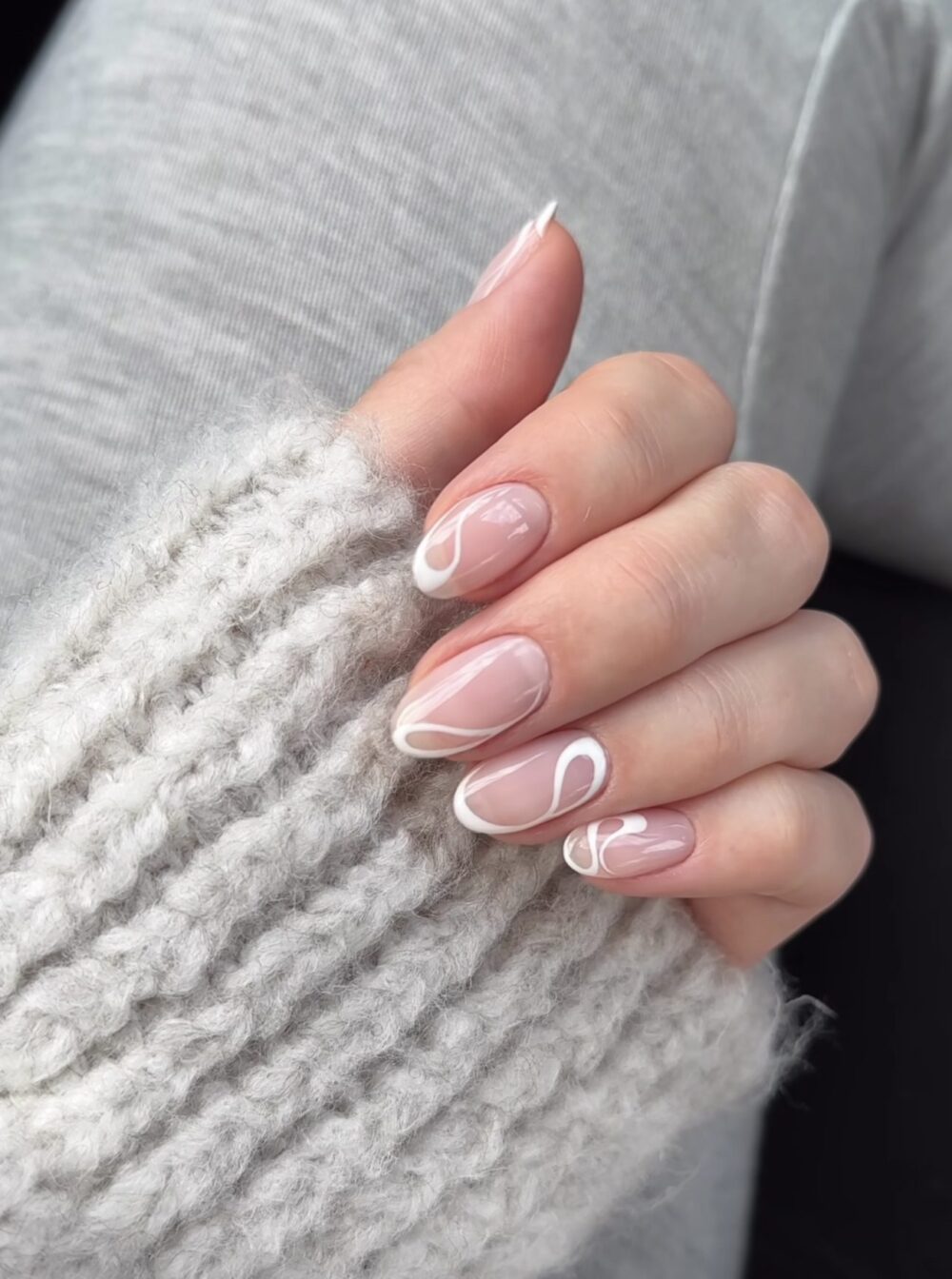 Sheer Nude Swirl Abstract Nails Sheer Nude Swirl Abstract Nails — Classy Short Winter Nails