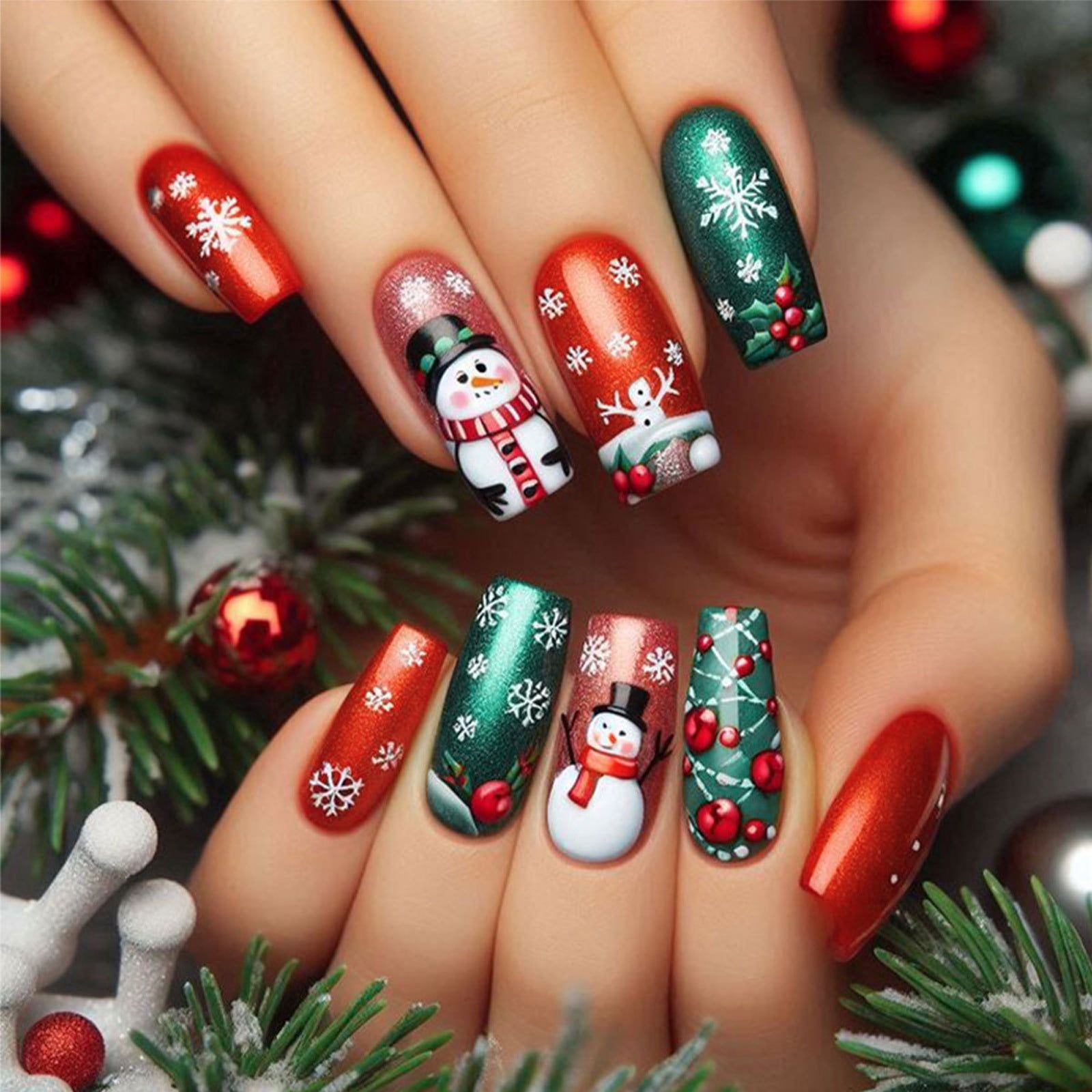 Glossy Glitter Visual Idea Glossy Glitter Visual Idea — Short Christmas Coffin Nails 2026