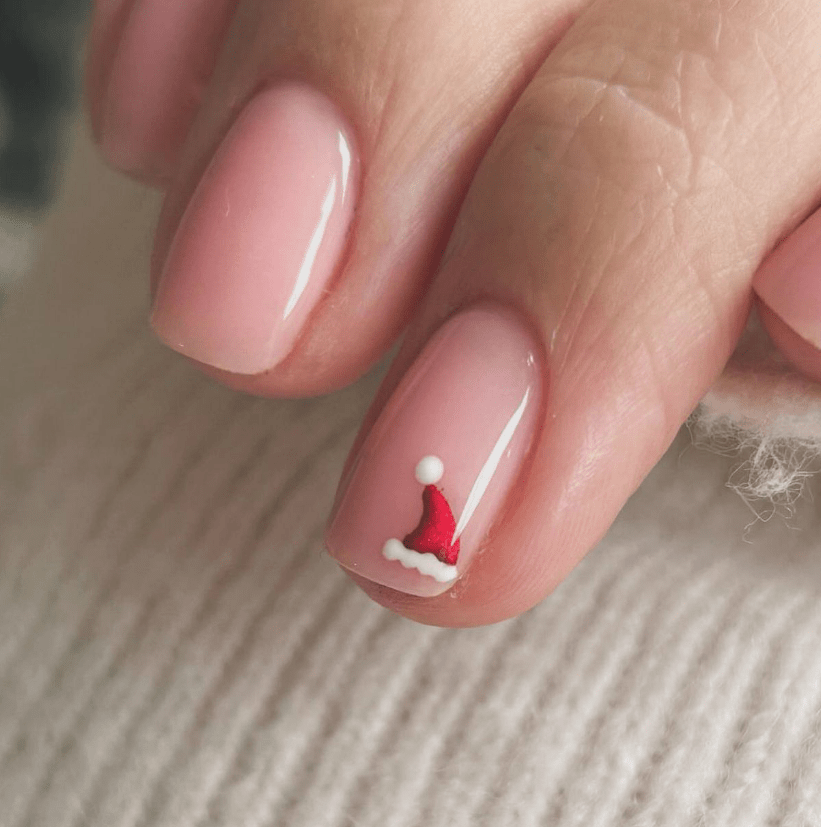 Short Square Santa Hat Accent Short Square Santa Hat Accent — Winter Birthday Nails