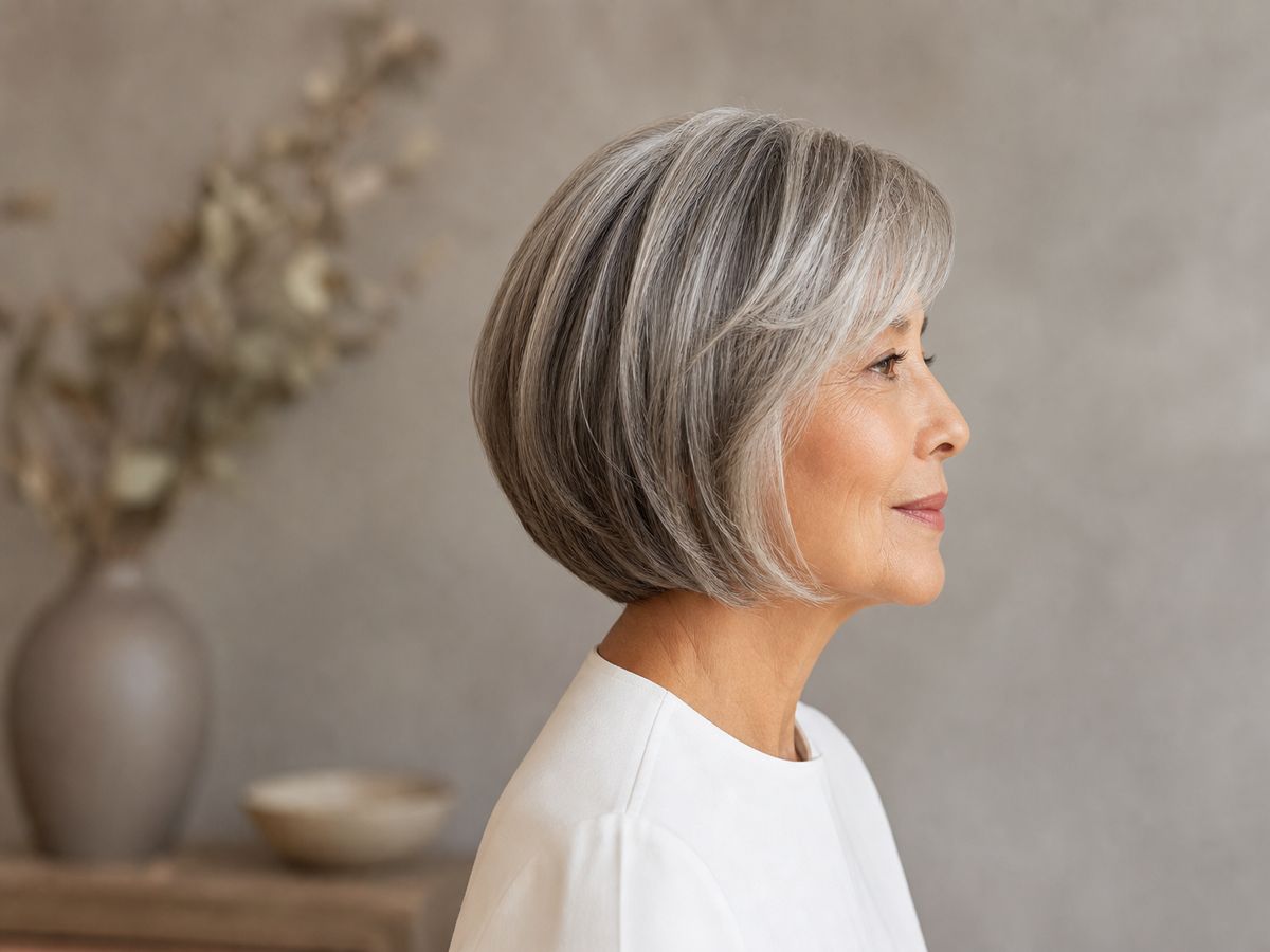 Sleek Silver Bob With Clean Line Sleek Silver Bob With Clean Line — Winter Haircuts for Women Over 70
