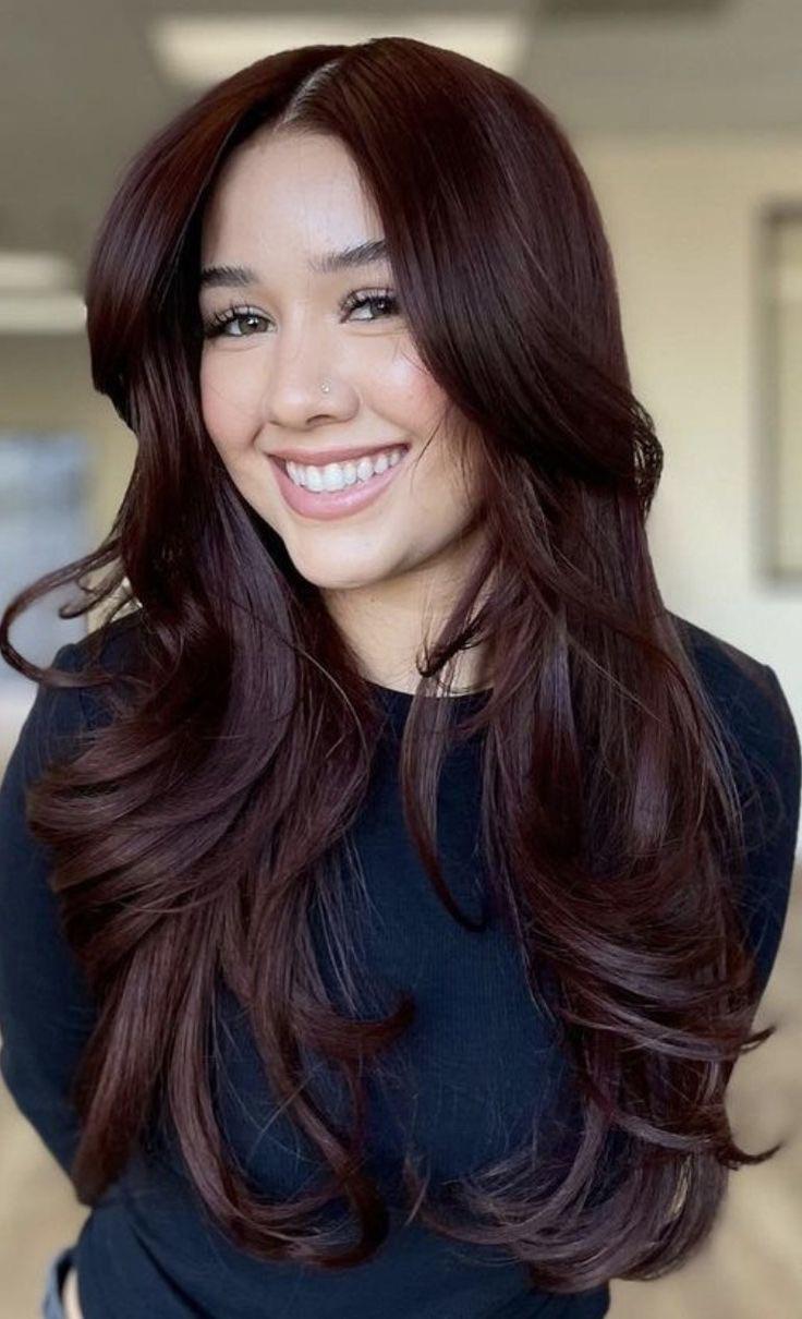 Deep Auburn With Copper Highlights Deep Auburn With Copper Highlights — Dark Winter Hair Colors