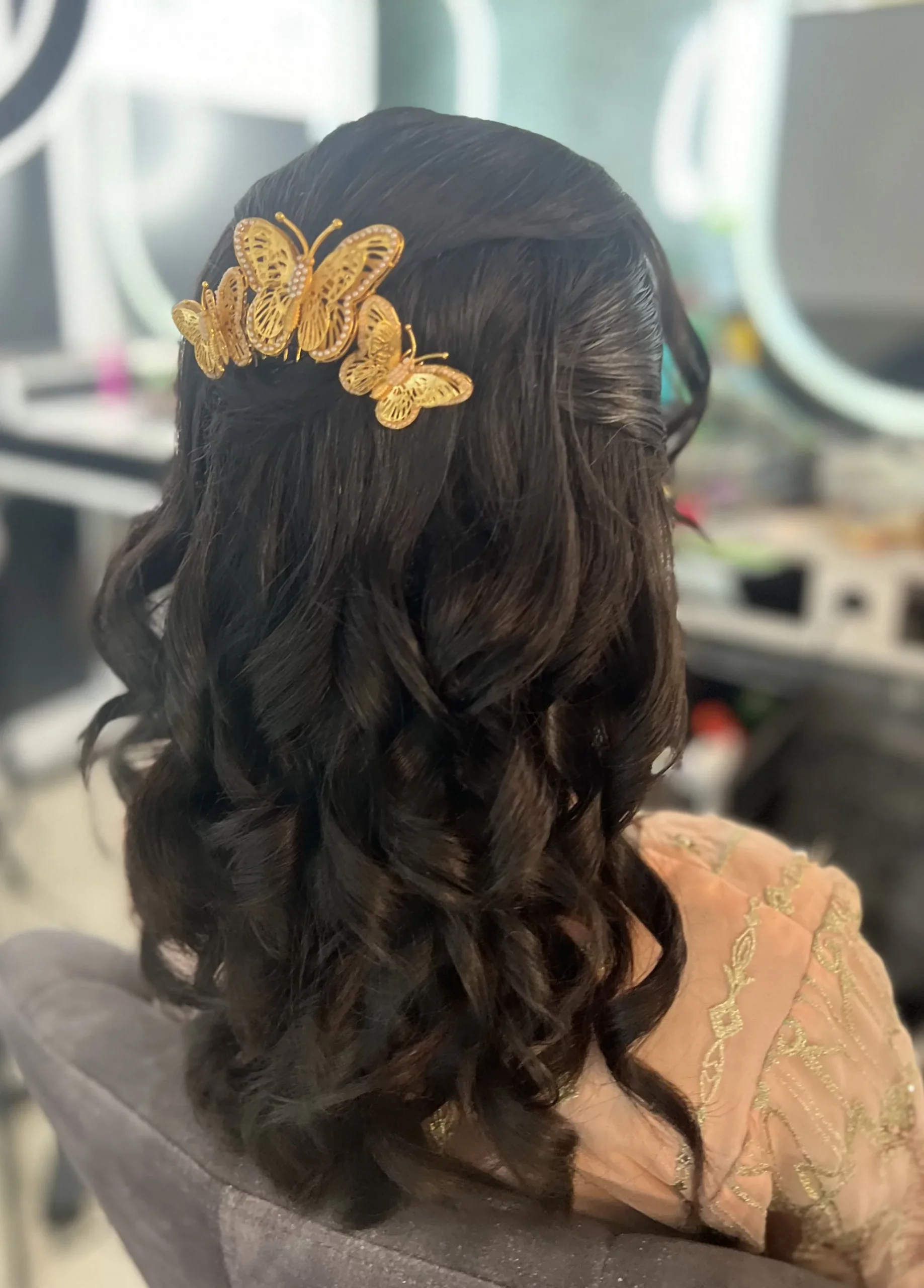 Dark Brown Collarbone Waves with Butterfly Clips Dark Brown Collarbone Waves with Butterfly Clips — Winter Half Up Half Down Hairstyles