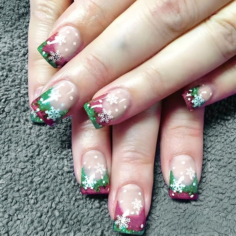 Clean Execution Well-Defined Art Visual Idea — Short Christmas Square Nails 2026