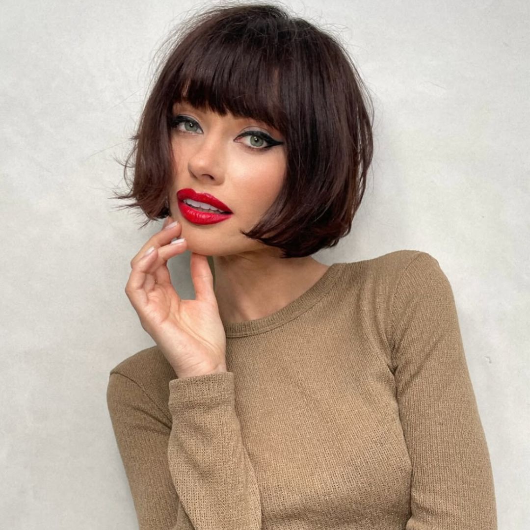 Chin Bob with Blunt Bangs — Winter Haircuts for Straight Hair