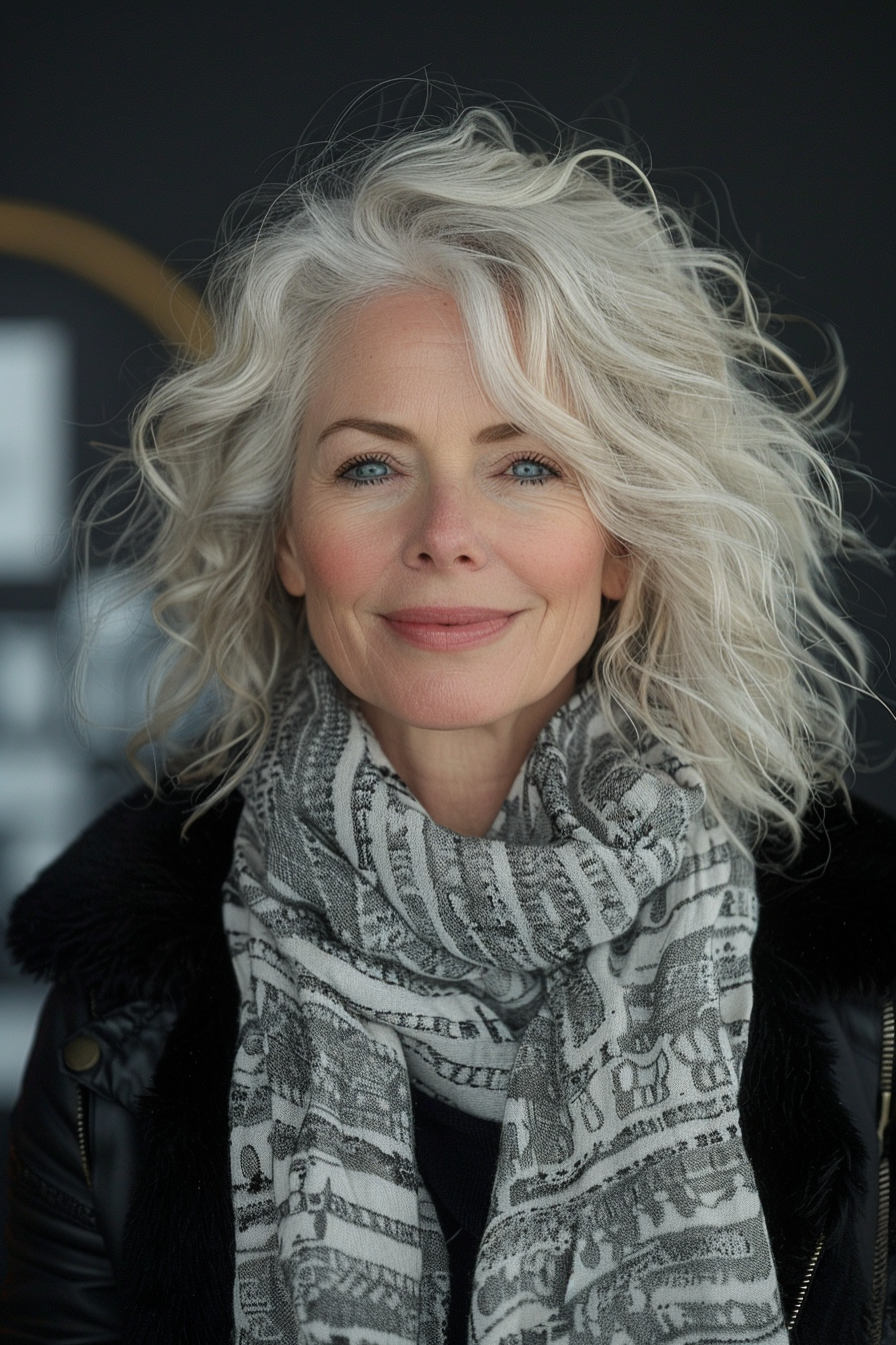 Silver-Grey Lob With Soft Waves Silver-Grey Lob With Soft Waves — Winter Haircuts for Women Over 50