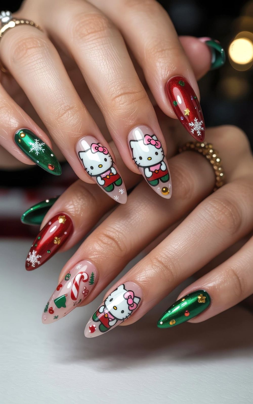 19 Hello Kitty Christmas Nails for Holiday Inspo