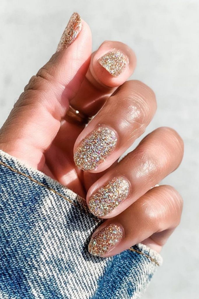 Multi-Colored Glitter Ovals — Simple New Years Nails 2027