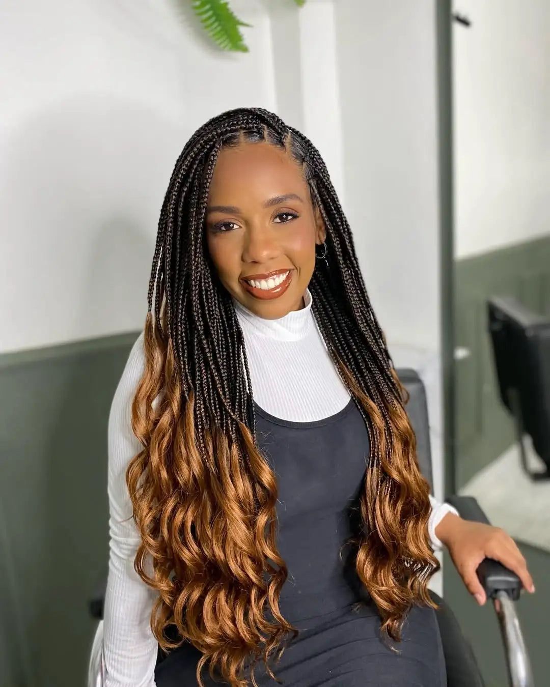 Ombre Braids With Voluminous Curls Ombre Braids With Voluminous Curls — Winter Braids for Black Women