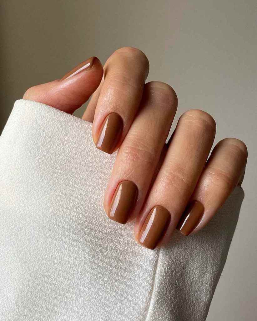 Short Square Medium Brown Glossy Nails Short Square Medium Brown Glossy Nails — Fall to Winter Nails