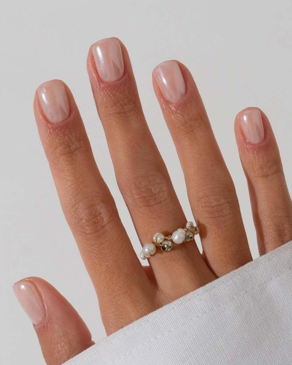 Glossy With A Pearlescent Sheen Visual Idea Glossy With A Pearlescent Sheen Visual Idea — Winter Pearl Nails