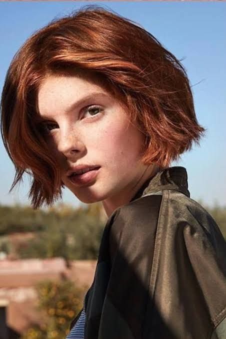 Textured Bob In Warm Copper Red — Winter Hair Colors for Short Hair