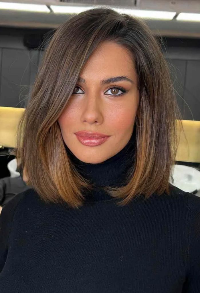 Rich Brown Long Bob With Face-Framing Layers — Medium Length Winter Haircuts