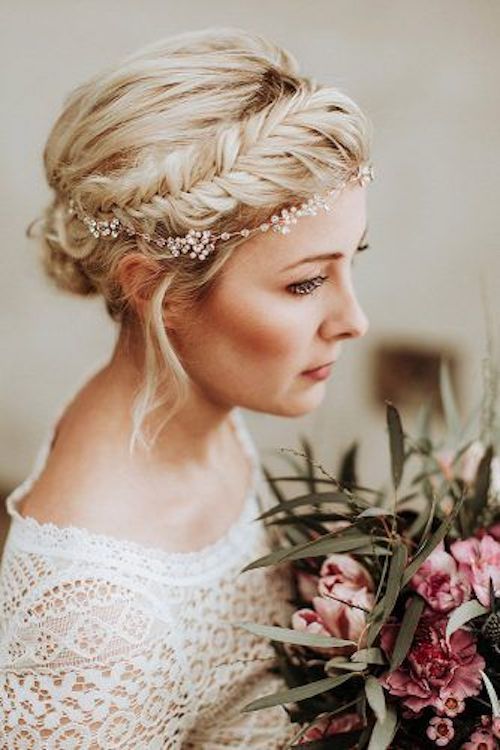 Side-Swept Updo with Crown Braid — Winter Wedding Hairstyles
