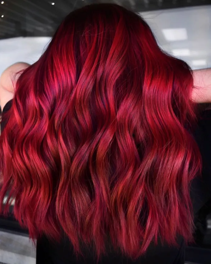 Vibrant Cherry Red With Burgundy Vibrant Cherry Red With Burgundy — Winter Hair Colors