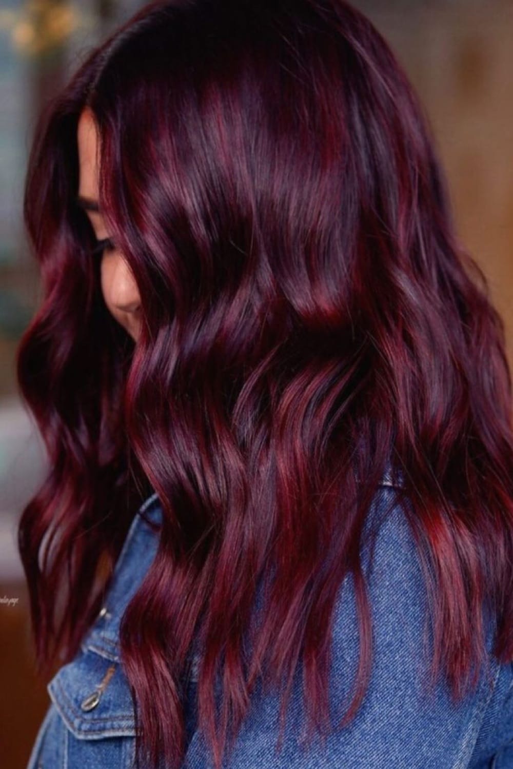 Burgundy Blowout With Bangs Burgundy Blowout With Bangs — Burgundy Hair Color