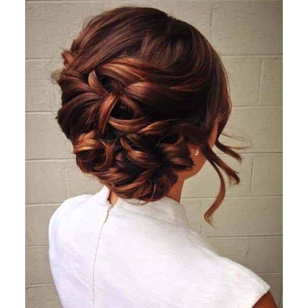 Textured Braided Updo Auburn Highlights Textured Braided Updo Auburn Highlights — Winter Braided Hairstyles