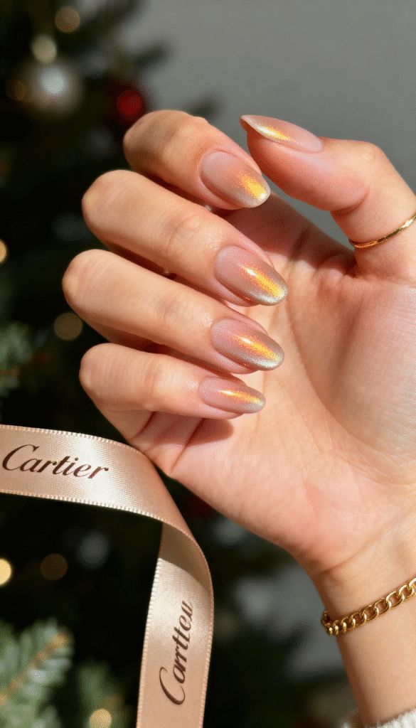 Iridescent Shimmer Almond Nails Iridescent Shimmer Almond Nails — Classy Christmas Nails 2026