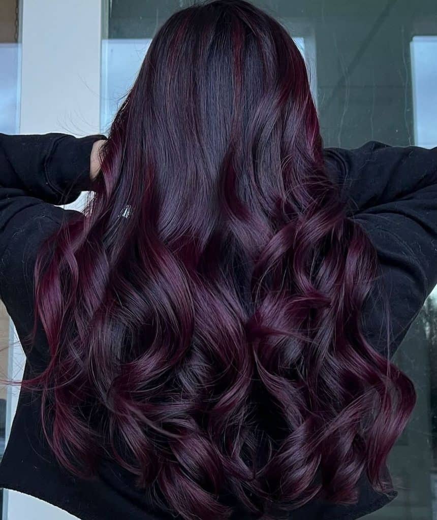 Deep Burgundy With Layered Curls Deep Burgundy With Layered Curls — Burgundy Hair Color
