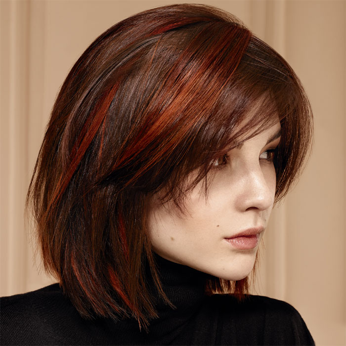 Chin Bob With Copper and Red Highlights Chin Bob With Copper and Red Highlights — Fall to Winter Hair Colors
