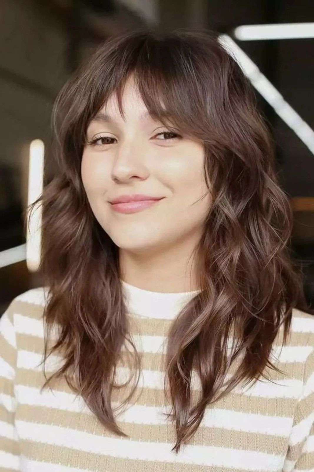 Collarbone Shag With Blunt Bangs — Winter Haircuts for Oval Faces