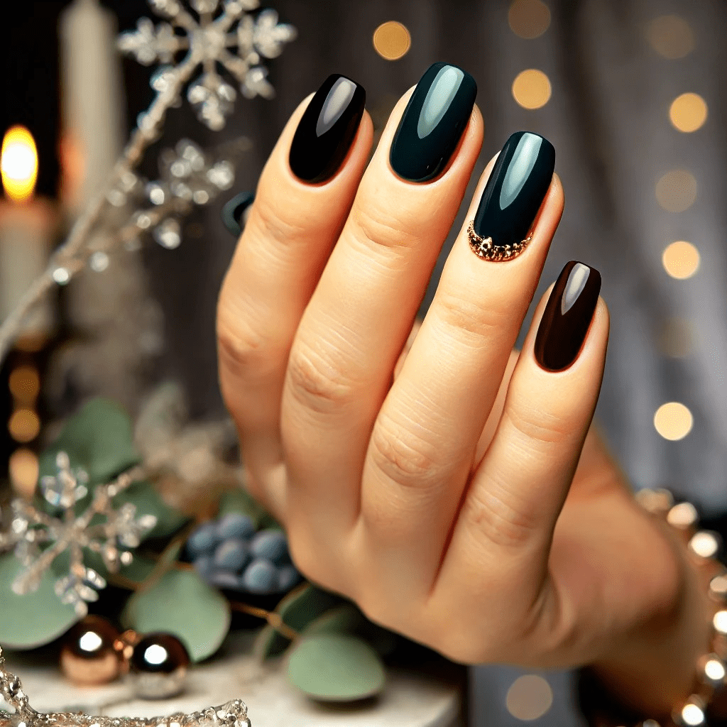 Glossy Metallic Visual Idea Glossy Metallic Visual Idea — Winter Gel Nail Colors