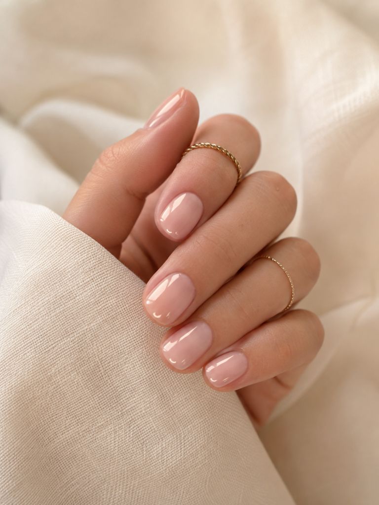 Sheer Pale Pink Nude Glossy Nails Sheer Pale Pink Nude Glossy Nails — Winter Nail Colors for Short Nails