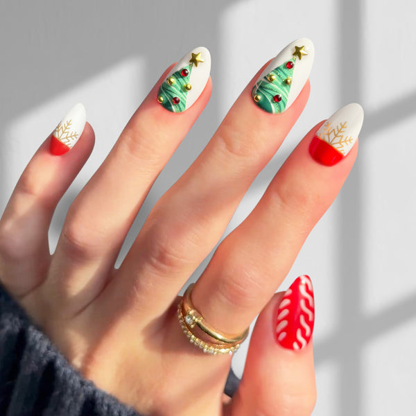 Christmas Tree Candy Cane Almond Nails Christmas Tree Candy Cane Almond Nails — Christmas Nails for Teens 2026