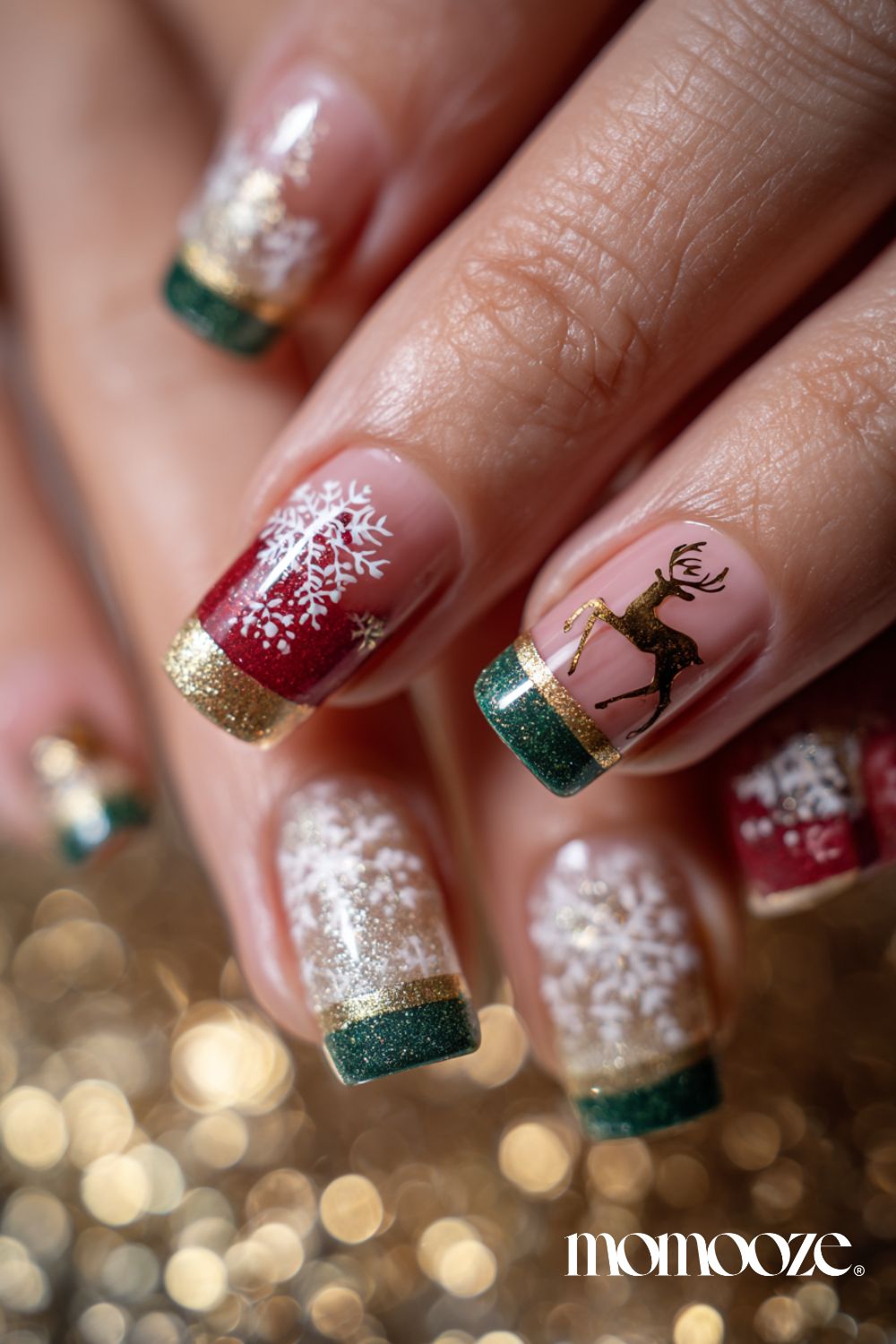 Bold Red Stilettos with 3D Christmas Embellishments Bold Red Stilettos with 3D Christmas Embellishments — Red and Gold Christmas Nails 2026