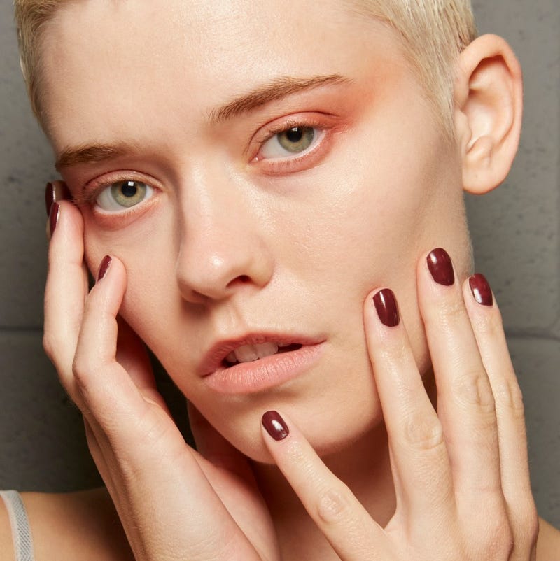Deep Burgundy Subtle Shimmer Glossy Square Nails Deep Burgundy Subtle Shimmer Glossy Square Nails — Simple Short Winter Nails