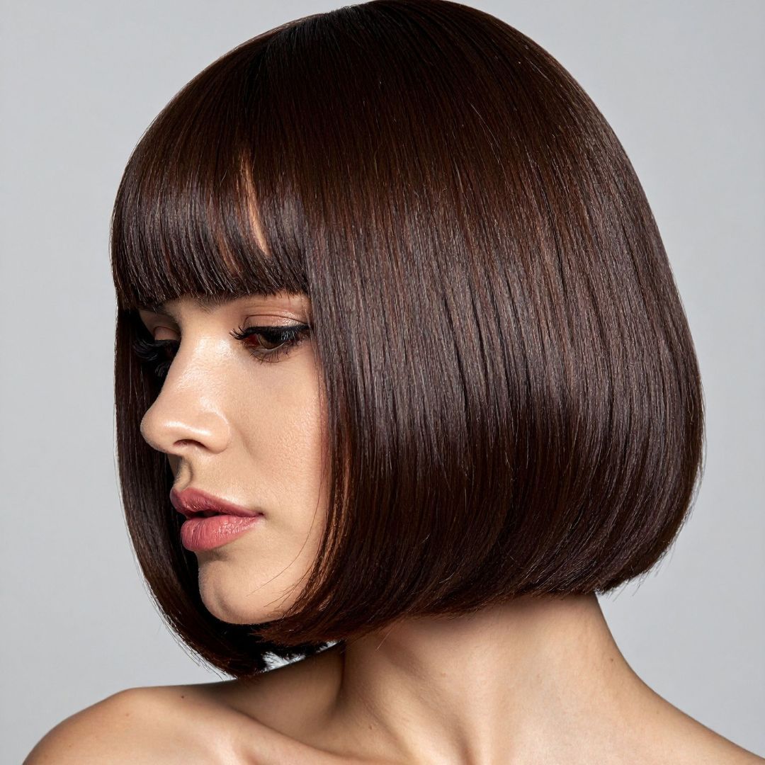 Jawline Blunt Bob With Blunt Bangs — Winter Hairstyles for Thin Hair
