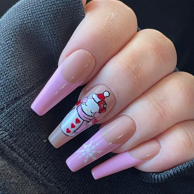 Winter Christmas Visual Idea — Hello Kitty Christmas Nails 2026