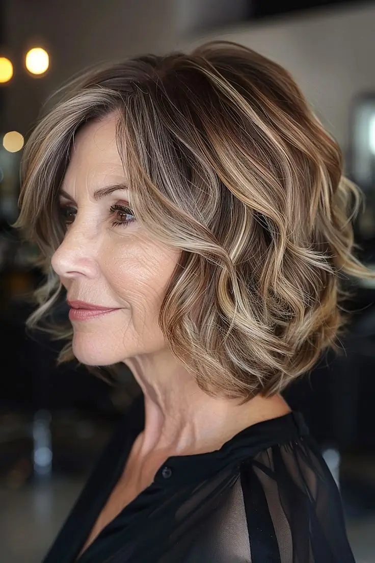 Collarbone Waves With Balayage Collarbone Waves With Balayage — Winter Haircuts for Women Over 60