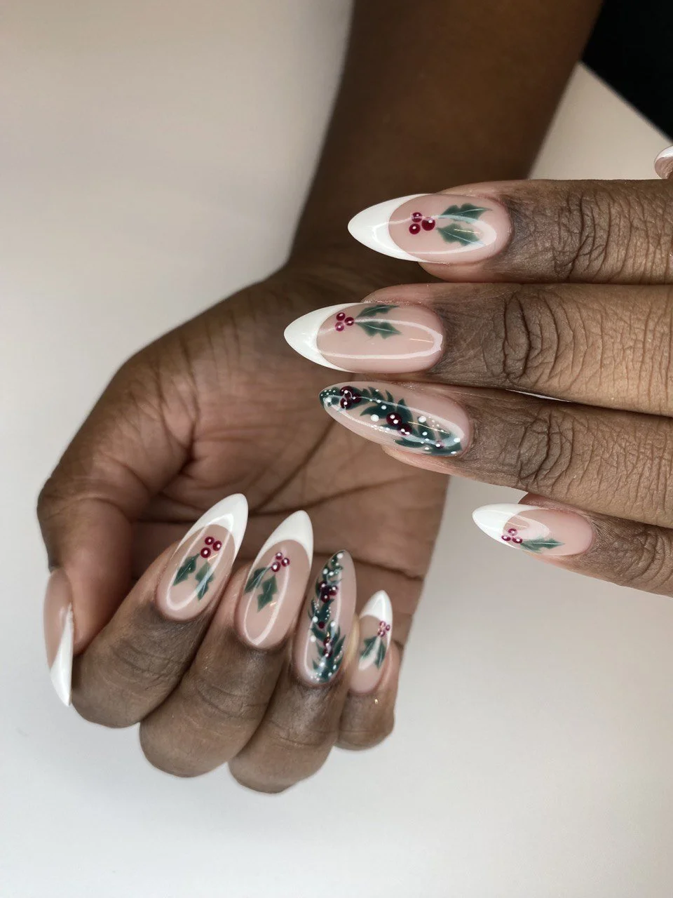 Holly Berry French Almond Nails Holly Berry French Almond Nails — Holiday Nails 2026