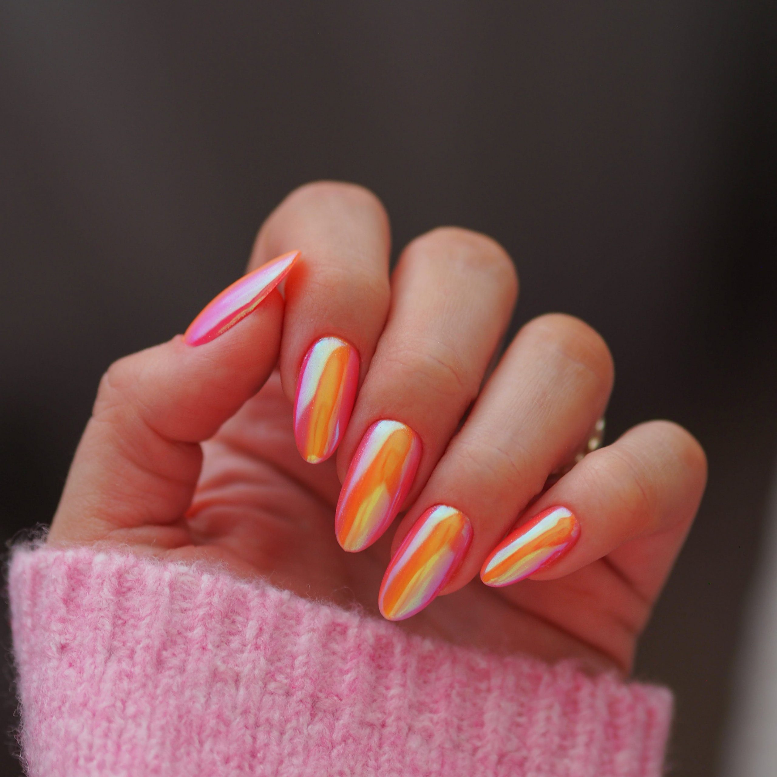 Iridescent Chrome Gradient Iridescent Chrome Gradient — Winter to Spring Transition Nails