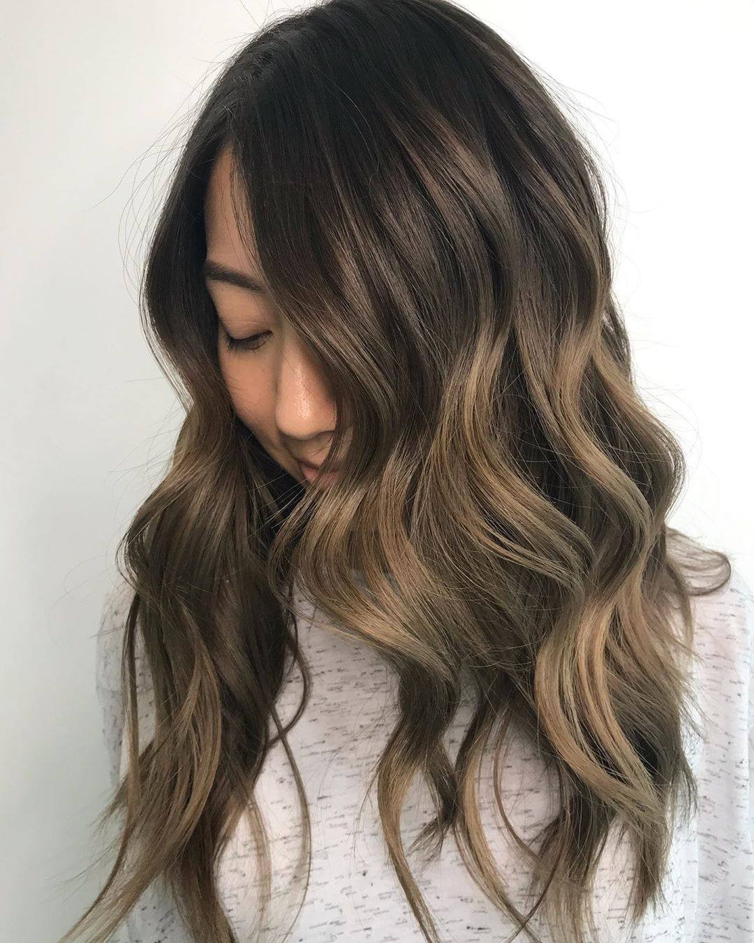 Dark Brown with Ash Blonde Balayage Dark Brown with Ash Blonde Balayage — Winter Ombre Hair