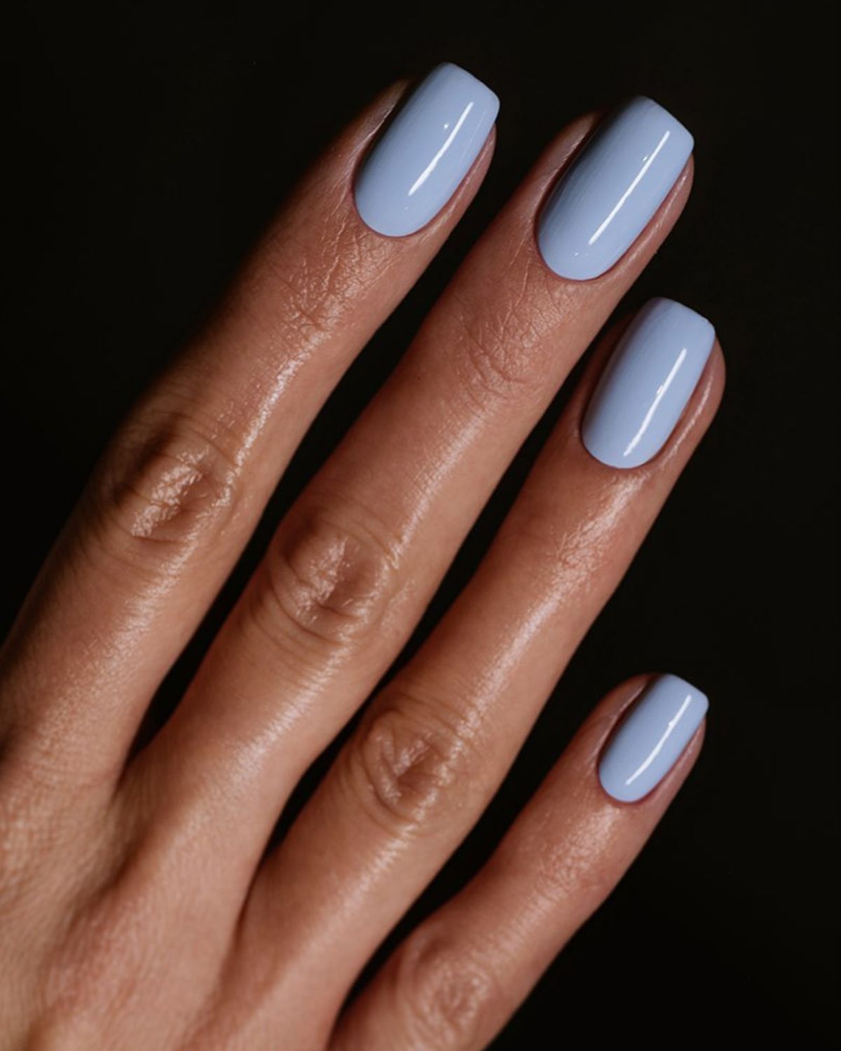 Pastel Blue Glossy Squares Pastel Blue Glossy Squares — Winter to Spring Transition Nails