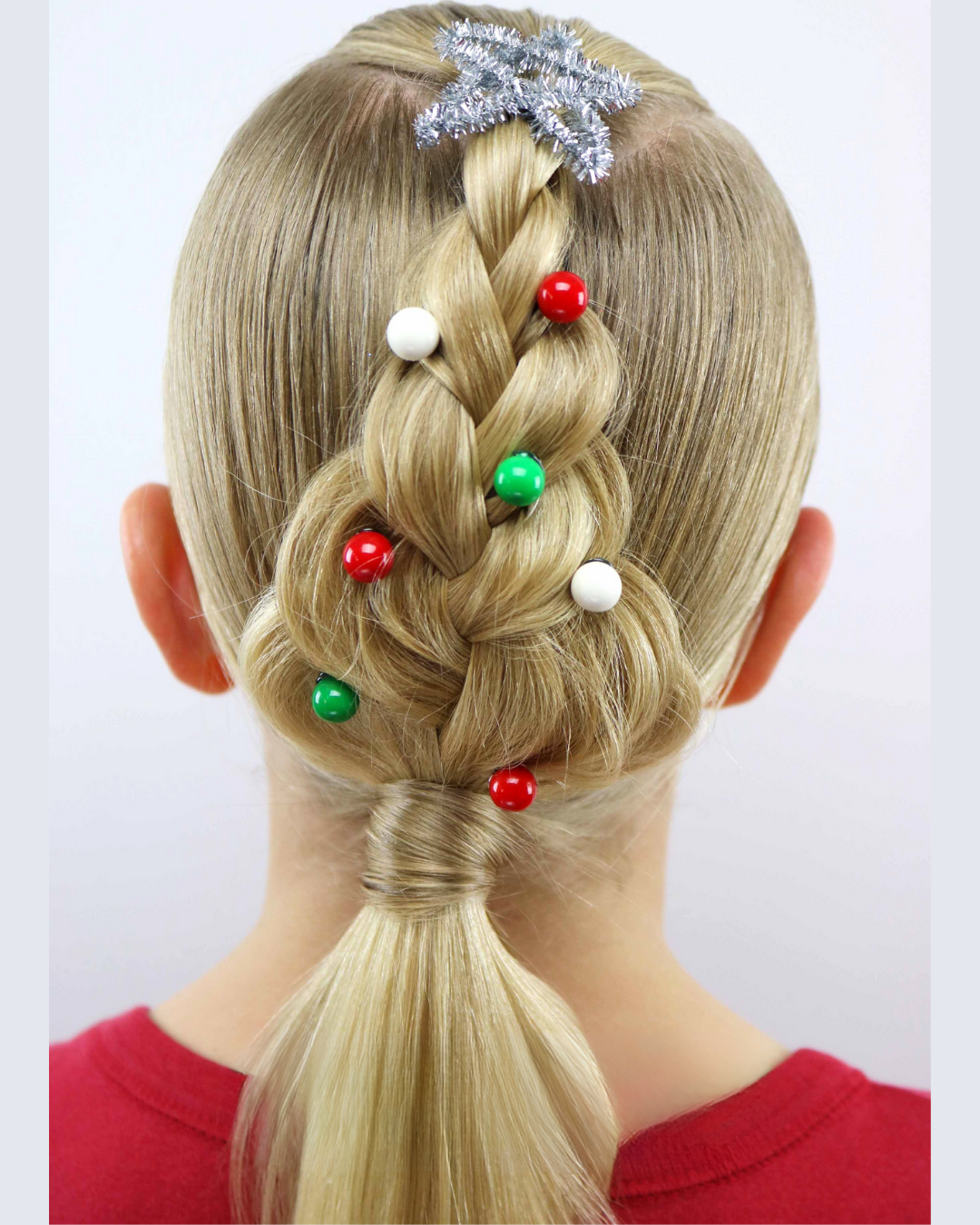 Mid-Back Blonde Christmas Tree Braid Mid-Back Blonde Christmas Tree Braid — Winter Hairstyles for Kids
