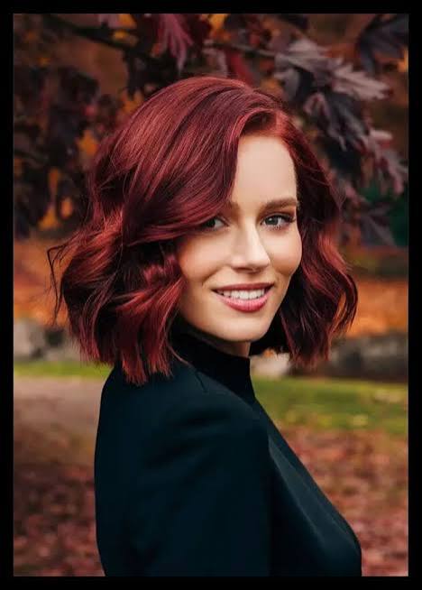 Deep Red Wavy Bob Deep Red Wavy Bob — Winter Hair Colors