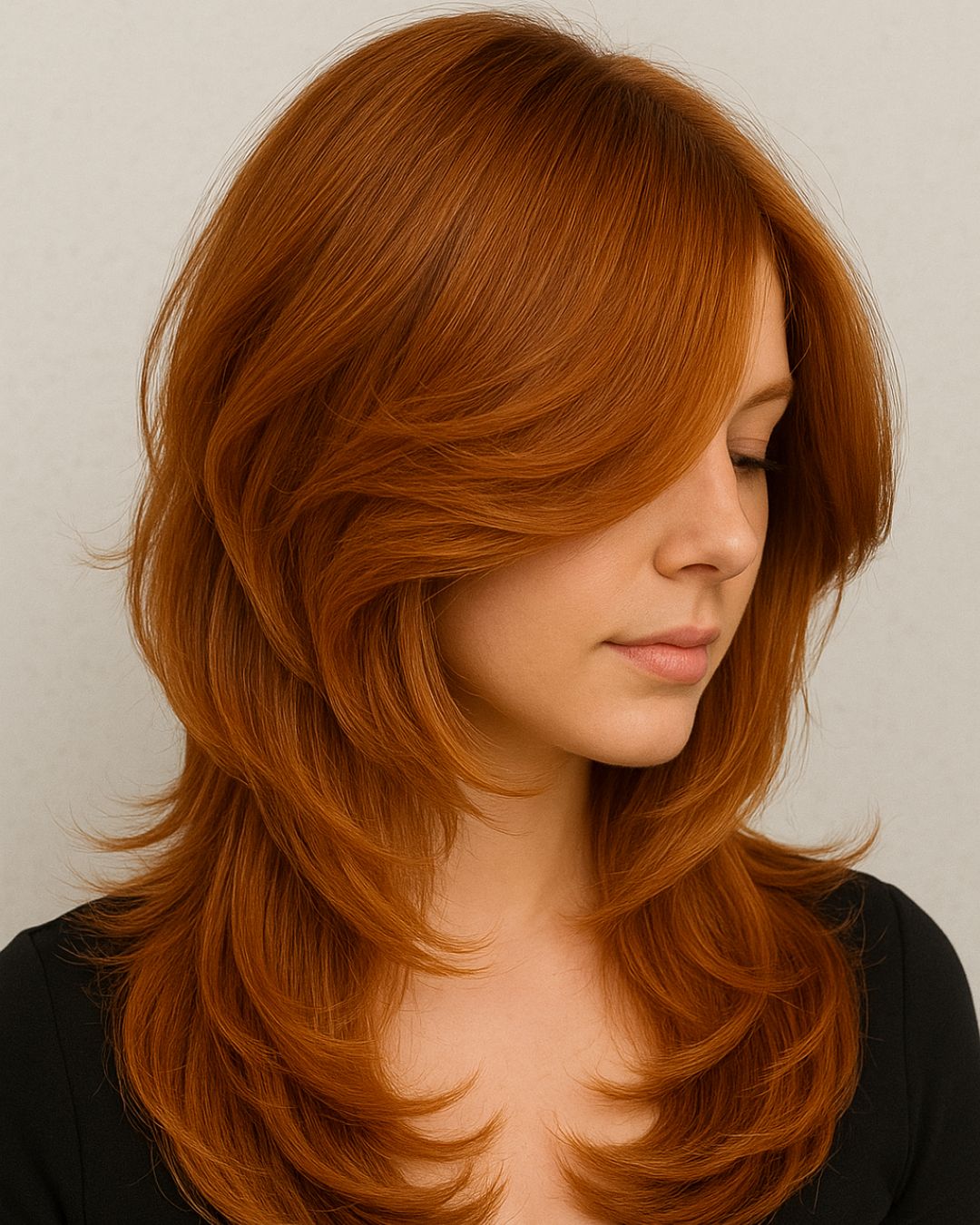 Layered Shag In Vibrant Copper — Winter Hairstyles for Work